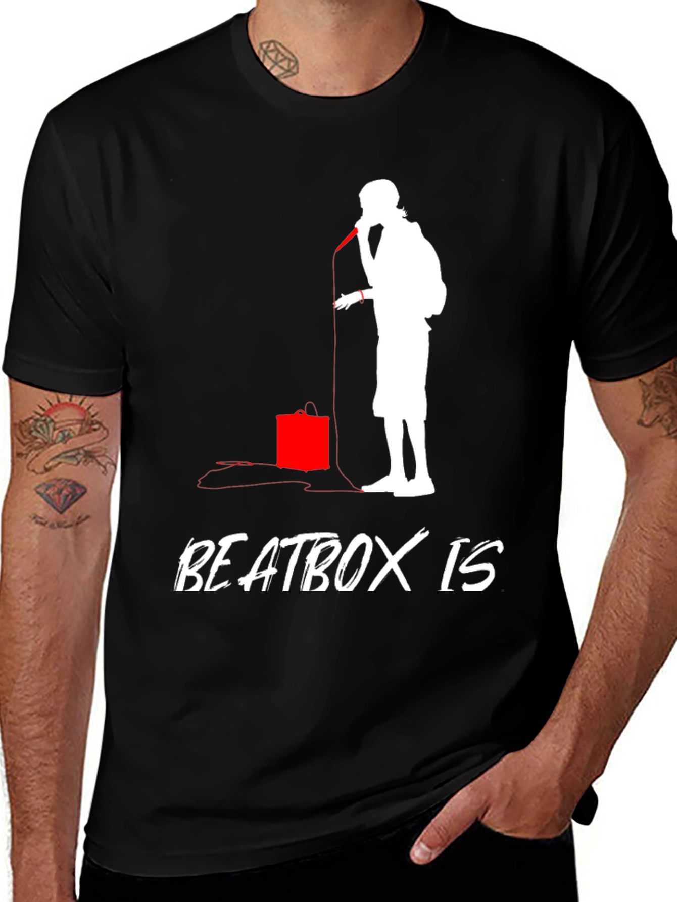 Camiseta Negra con Diseño de Beatbox