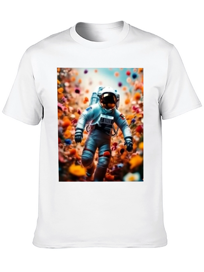 Camiseta Negra Estampado Astronauta Floral