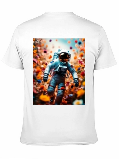 Camiseta Negra Estampado Astronauta Floral