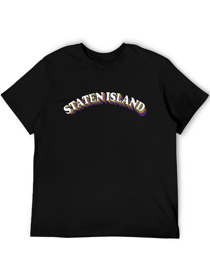 Camiseta Negra Staten Island Retro para Hombre