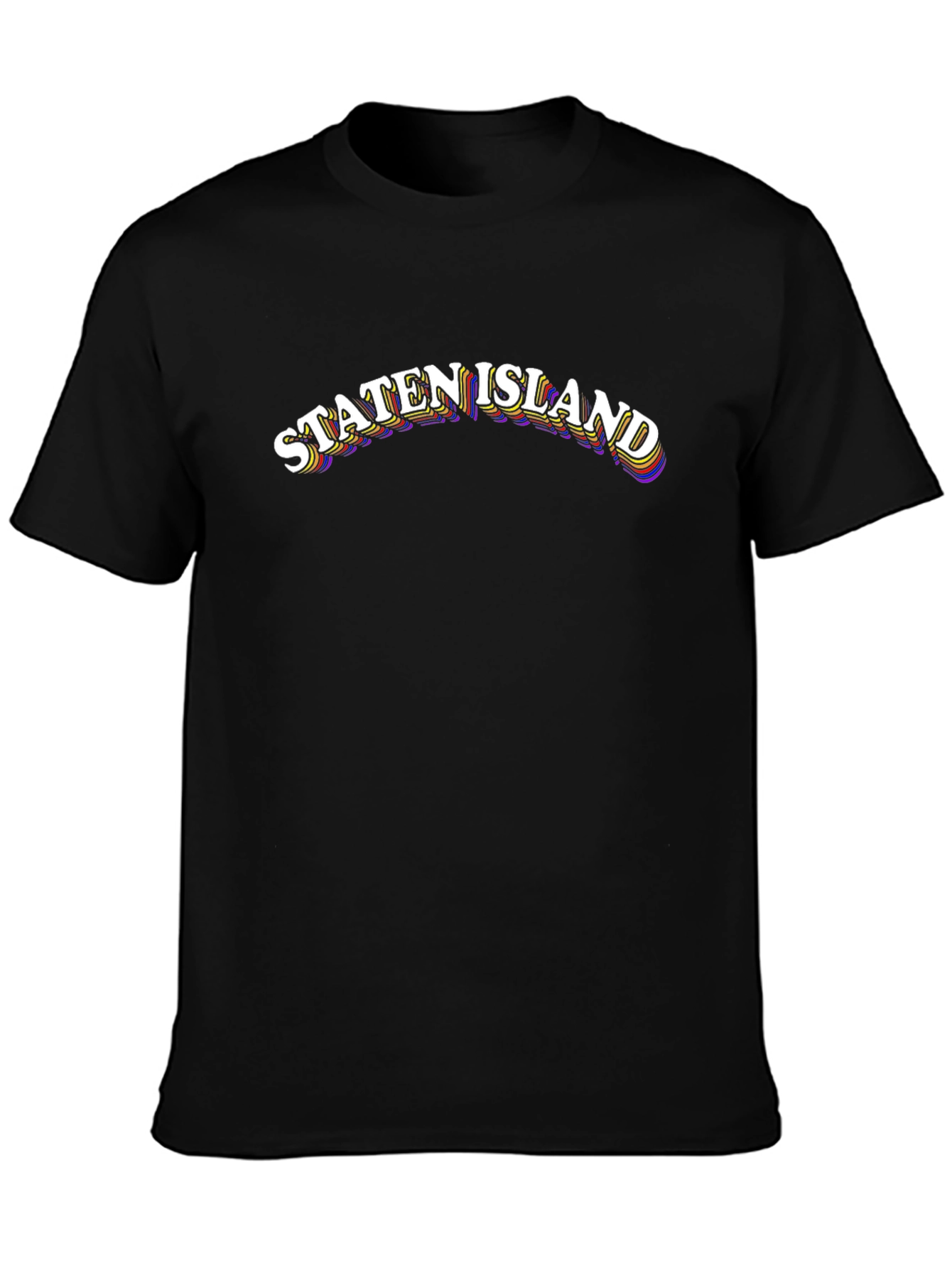 Camiseta Negra Staten Island Retro para Hombre