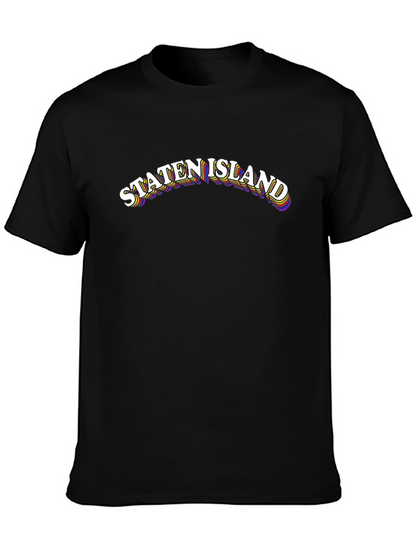 Camiseta Negra Staten Island Retro para Hombre