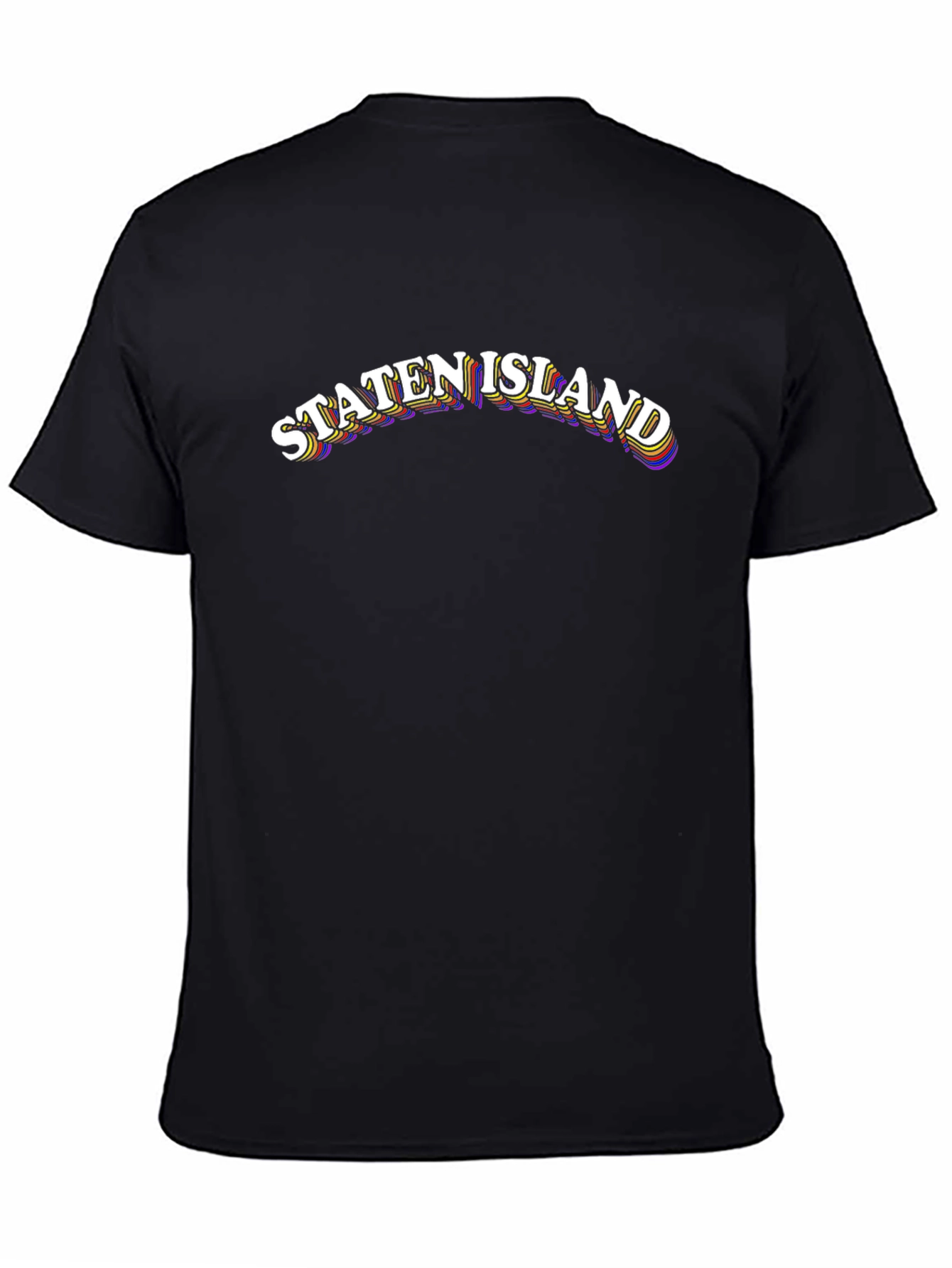 Camiseta Negra Staten Island Retro para Hombre
