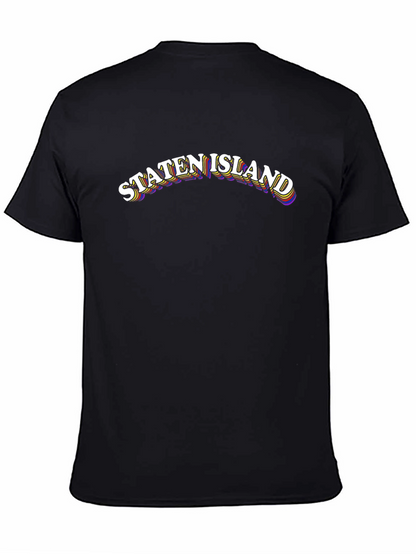 Camiseta Negra Staten Island Retro para Hombre