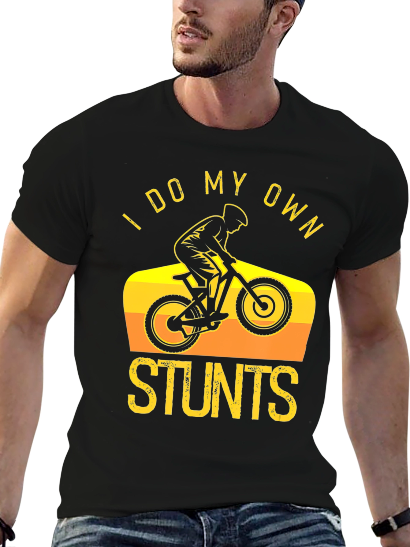 Camiseta Negra I Do My Own Stunts Ciclismo