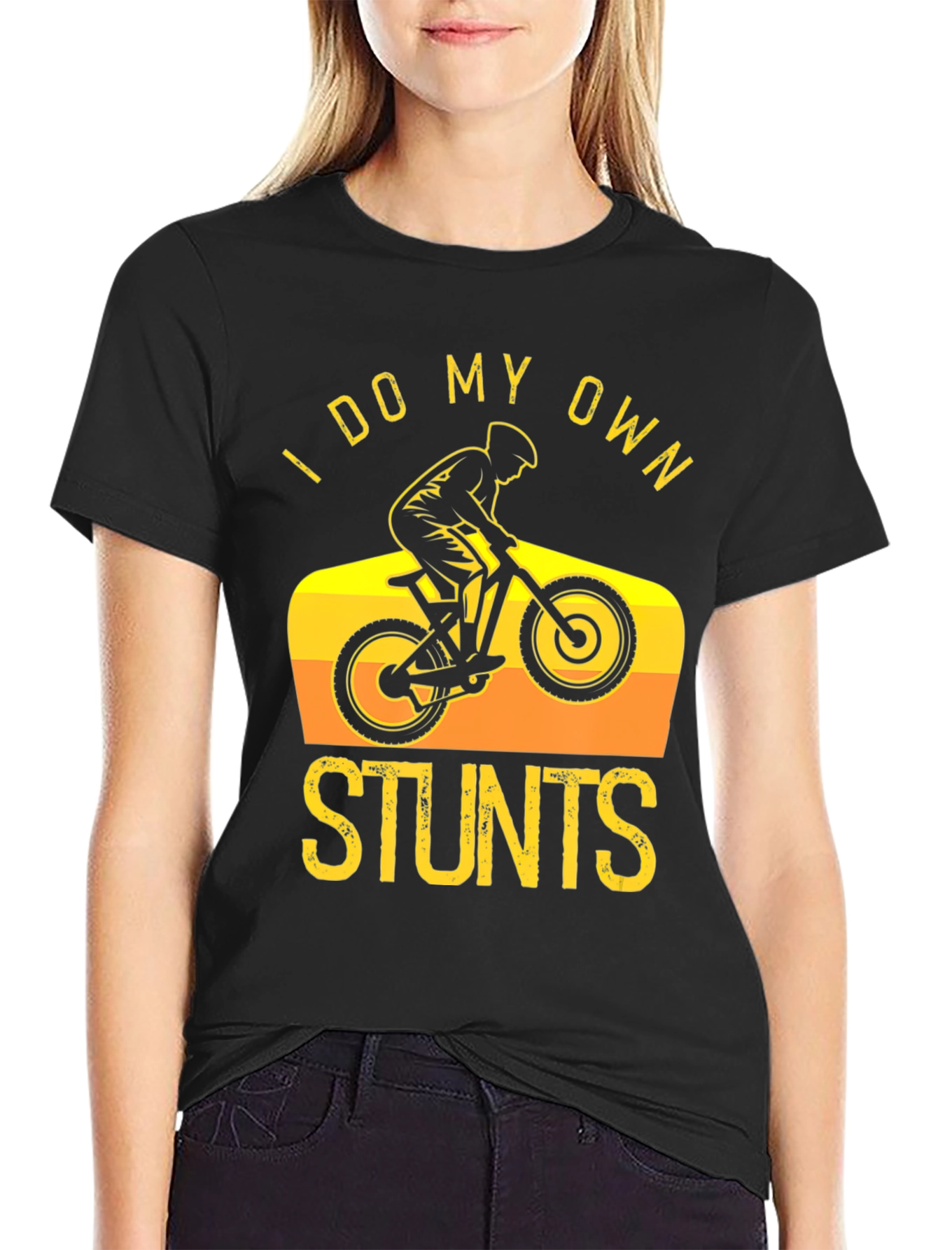 Camiseta Negra I Do My Own Stunts Ciclismo