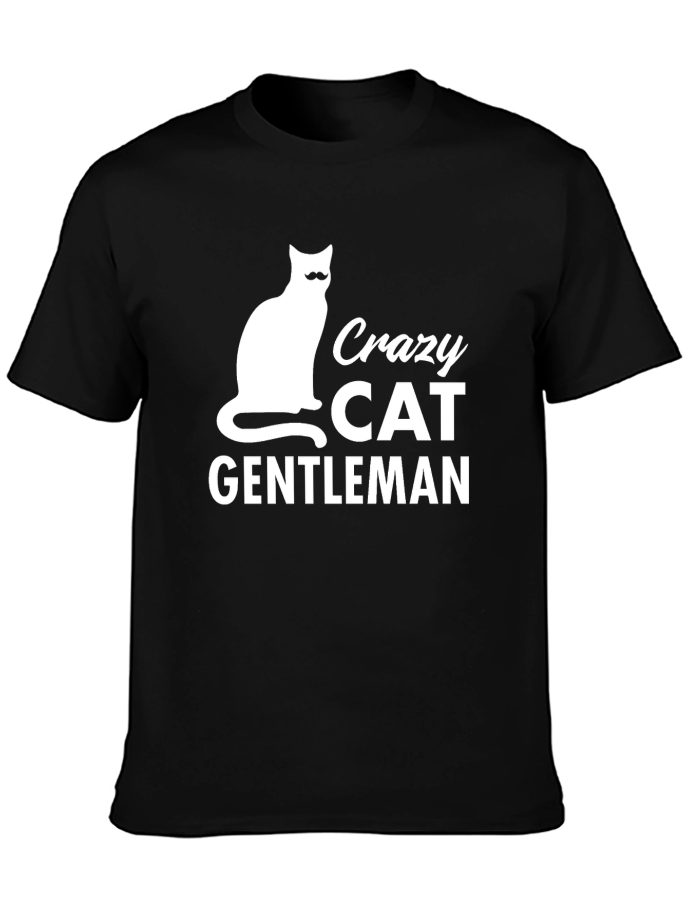 Camiseta Negra Hombre Crazy Cat Gentleman