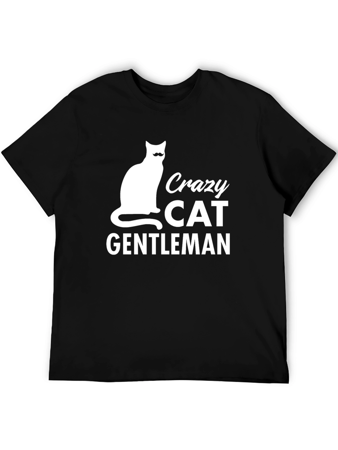 Camiseta Negra Hombre Crazy Cat Gentleman