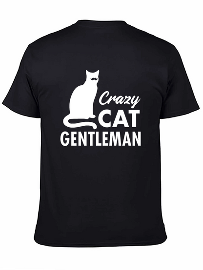 Camiseta Negra Hombre Crazy Cat Gentleman