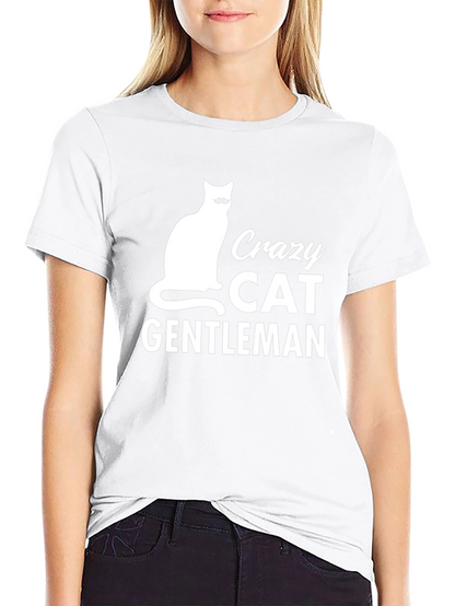 Camiseta Negra Hombre Crazy Cat Gentleman