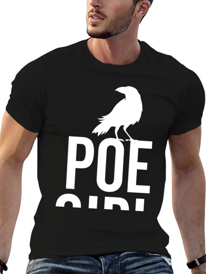 Camiseta Negra Poe Bird para Amantes de la Literatura