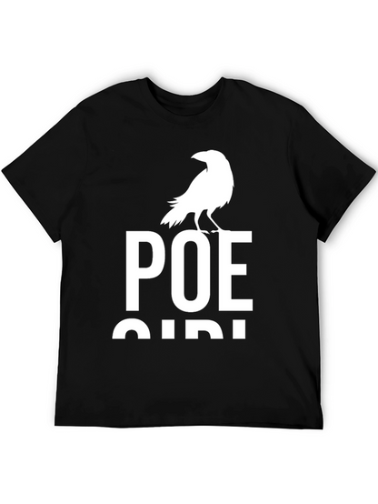 Camiseta Negra Poe Bird para Amantes de la Literatura