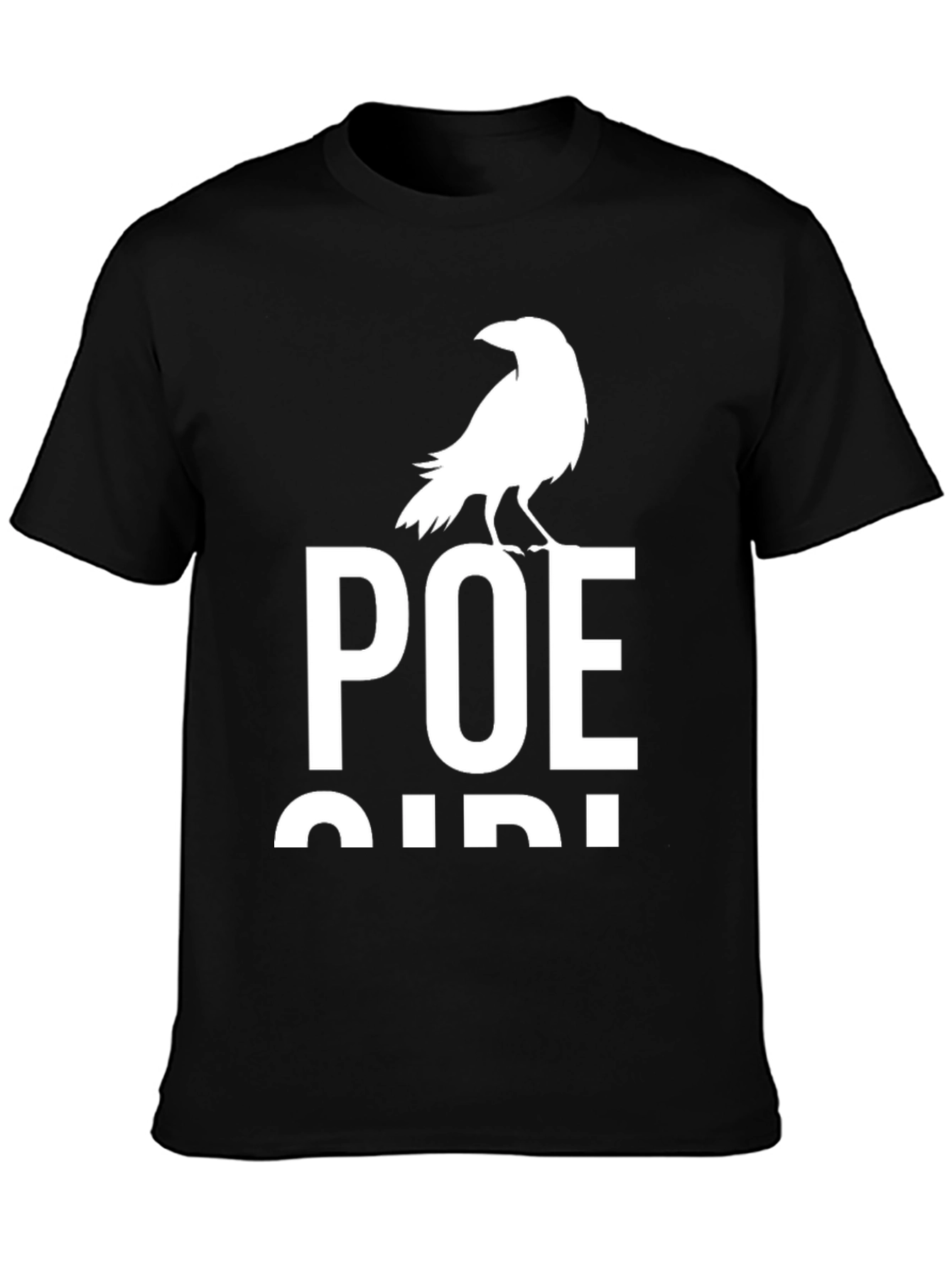 Camiseta Negra Poe Bird para Amantes de la Literatura