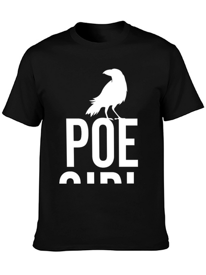 Camiseta Negra Poe Bird para Amantes de la Literatura