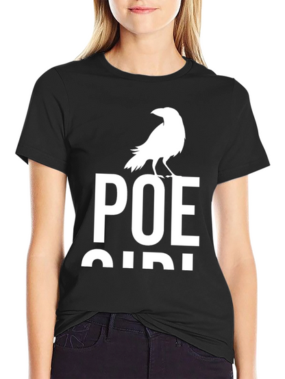 Camiseta Negra Poe Bird para Amantes de la Literatura