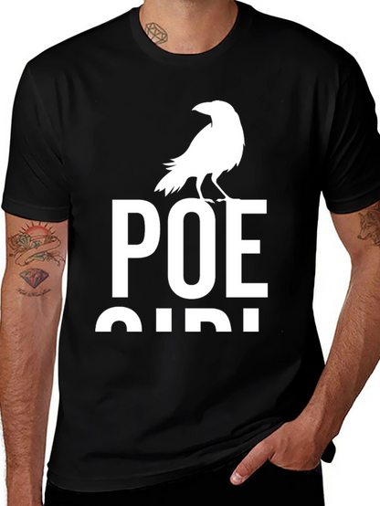 Camiseta Negra Poe Bird para Amantes de la Literatura
