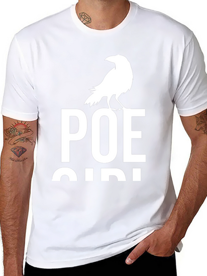 Camiseta Negra Poe Bird para Amantes de la Literatura