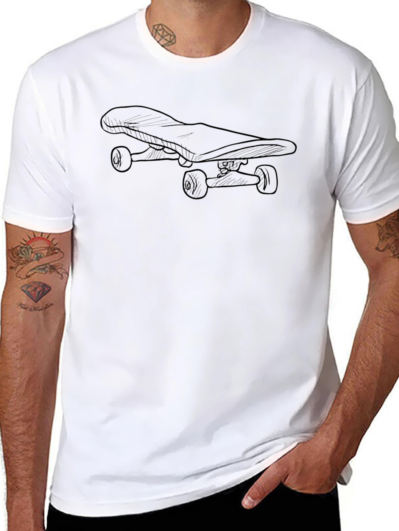 Camiseta Negra con Diseño de Skate para Hombre