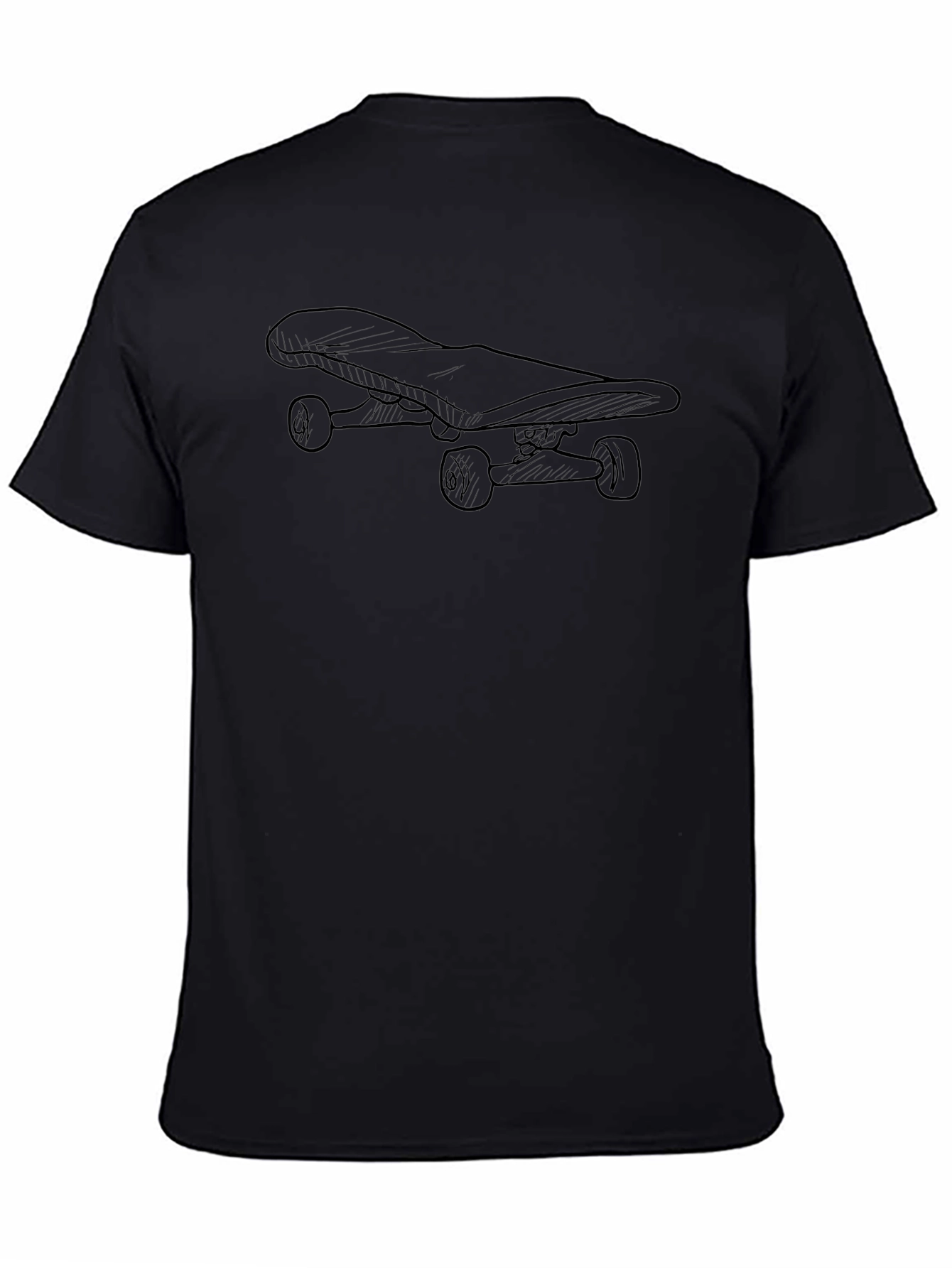 Camiseta Negra con Diseño de Skate para Hombre