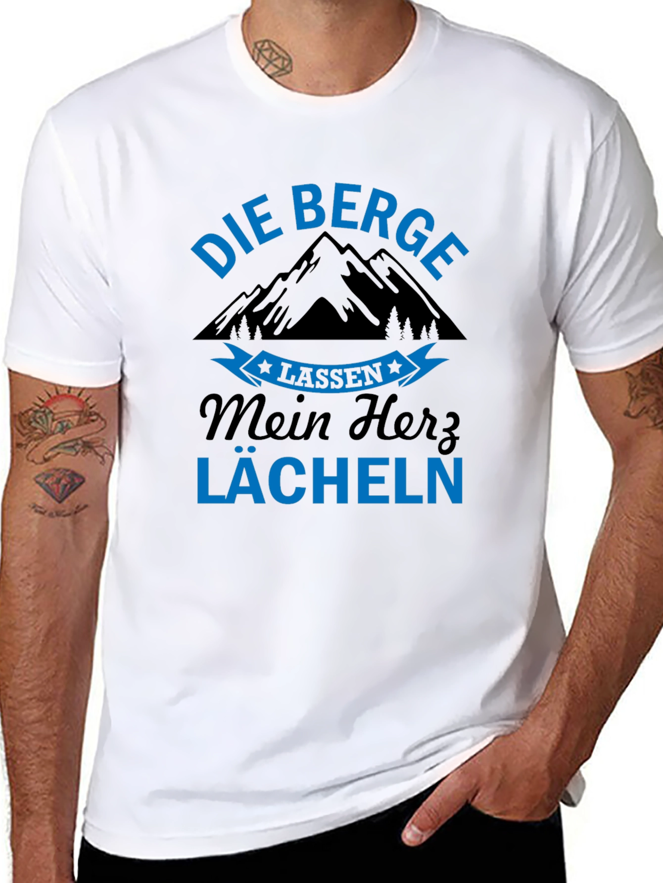 Camiseta Negra Die Berge Alemán