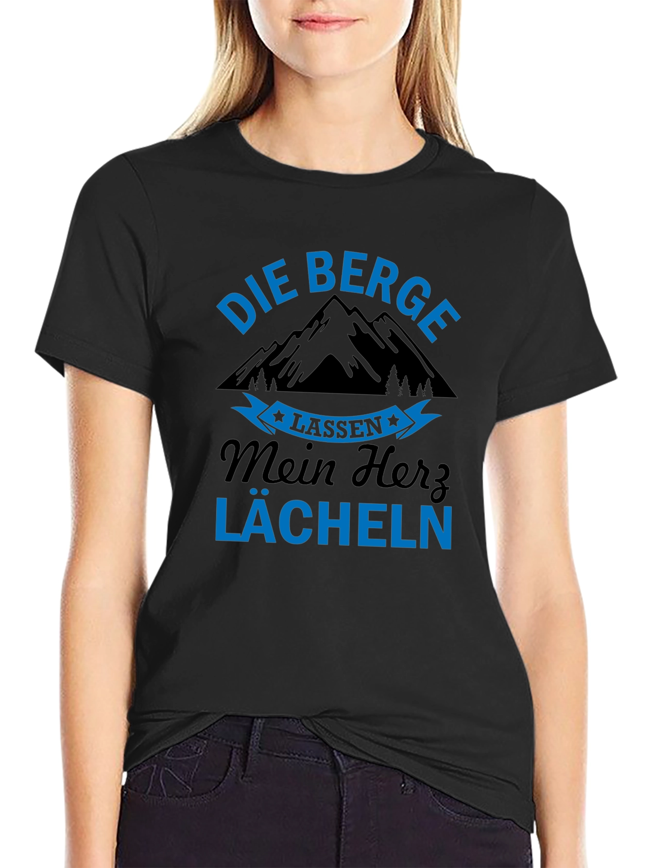 Camiseta Negra Die Berge Alemán