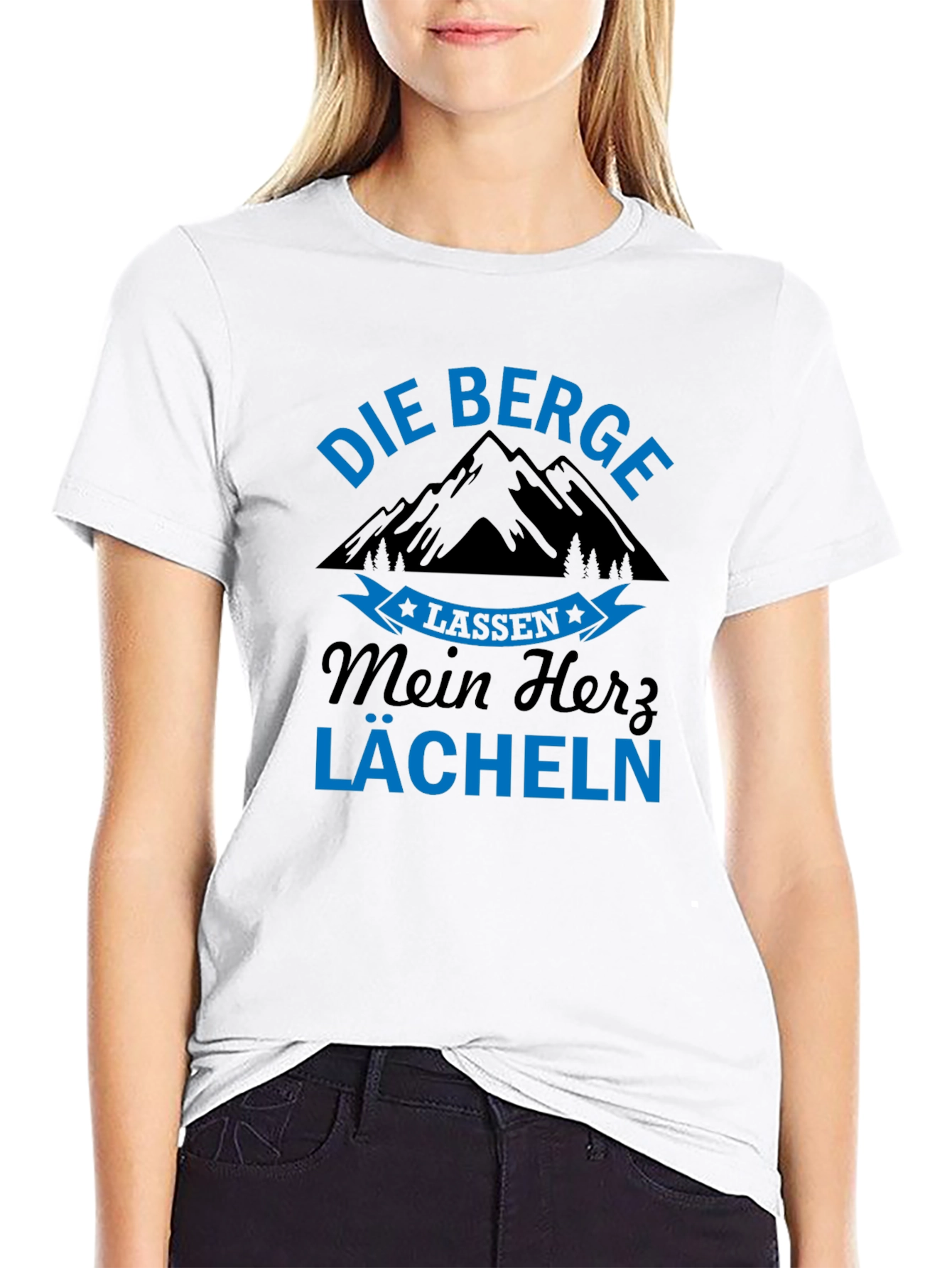 Camiseta Negra Die Berge Alemán
