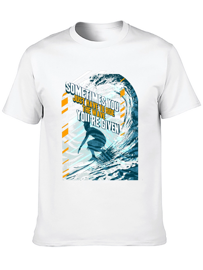 Camiseta Negra con Diseño de Ola Inspirador