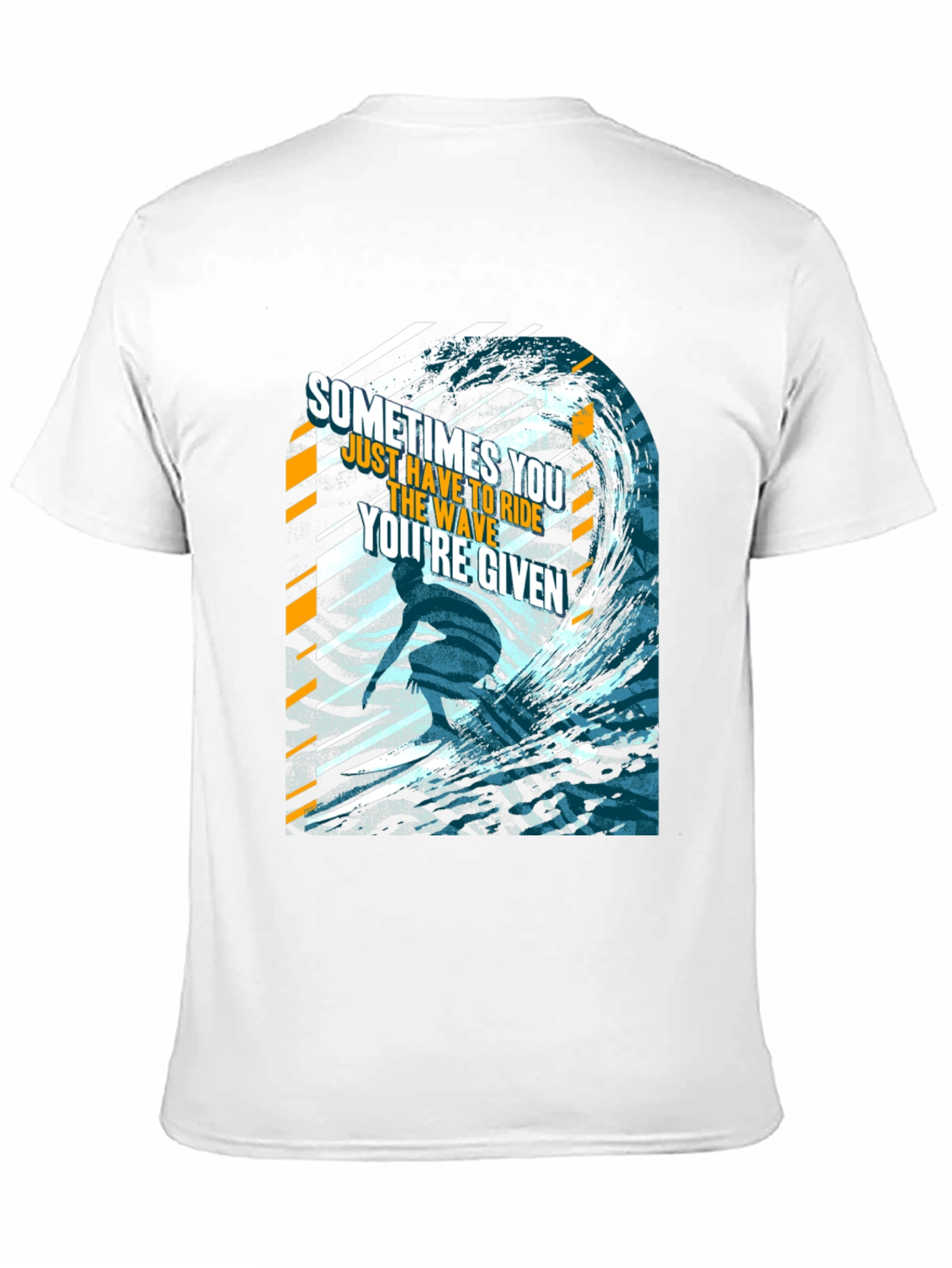 Camiseta Negra con Diseño de Ola Inspirador