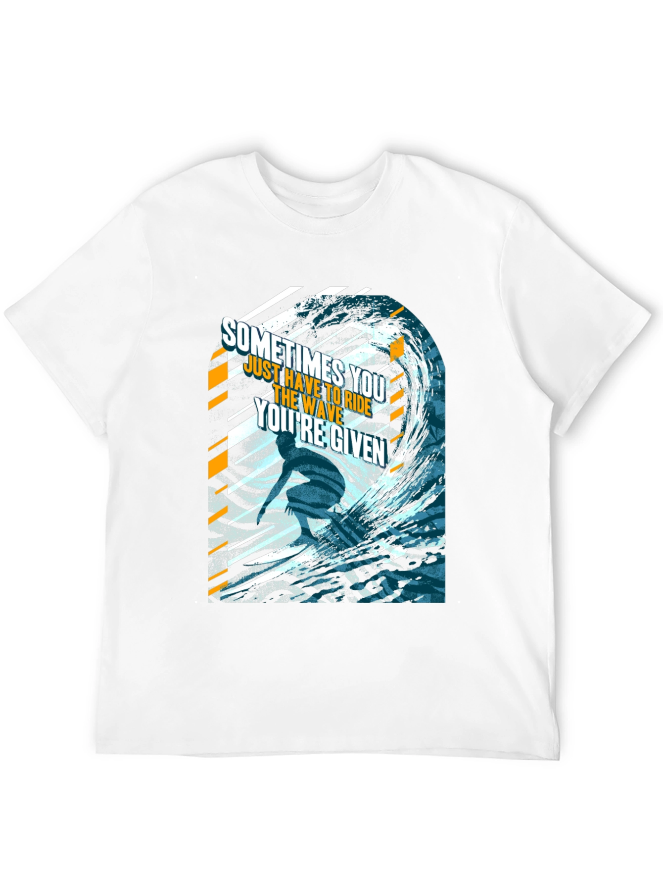 Camiseta Negra con Diseño de Ola Inspirador