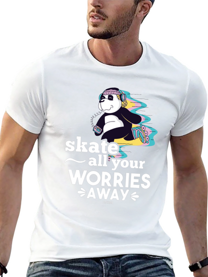 Camiseta Negra con Diseño de Panda Skater para Hombre
