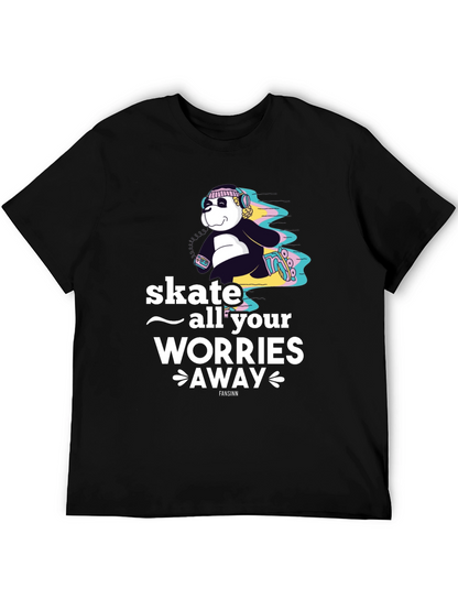 Camiseta Negra con Diseño de Panda Skater para Hombre