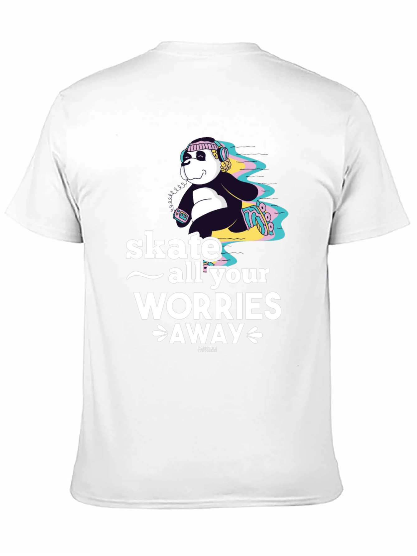 Camiseta Negra con Diseño de Panda Skater para Hombre