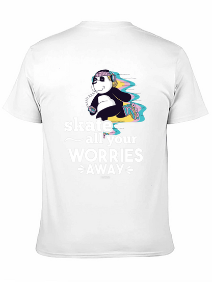 Camiseta Negra con Diseño de Panda Skater para Hombre