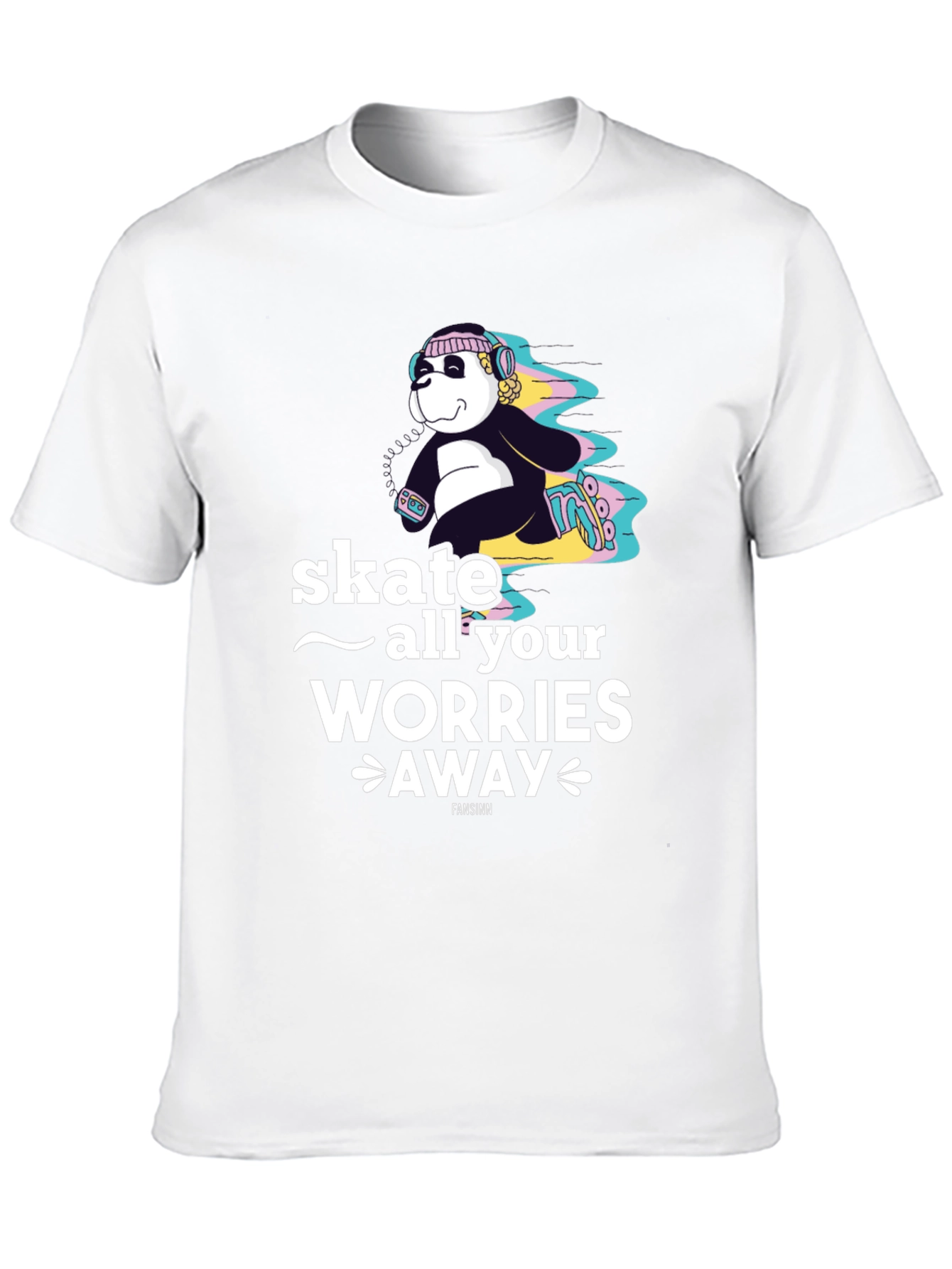 Camiseta Negra con Diseño de Panda Skater para Hombre