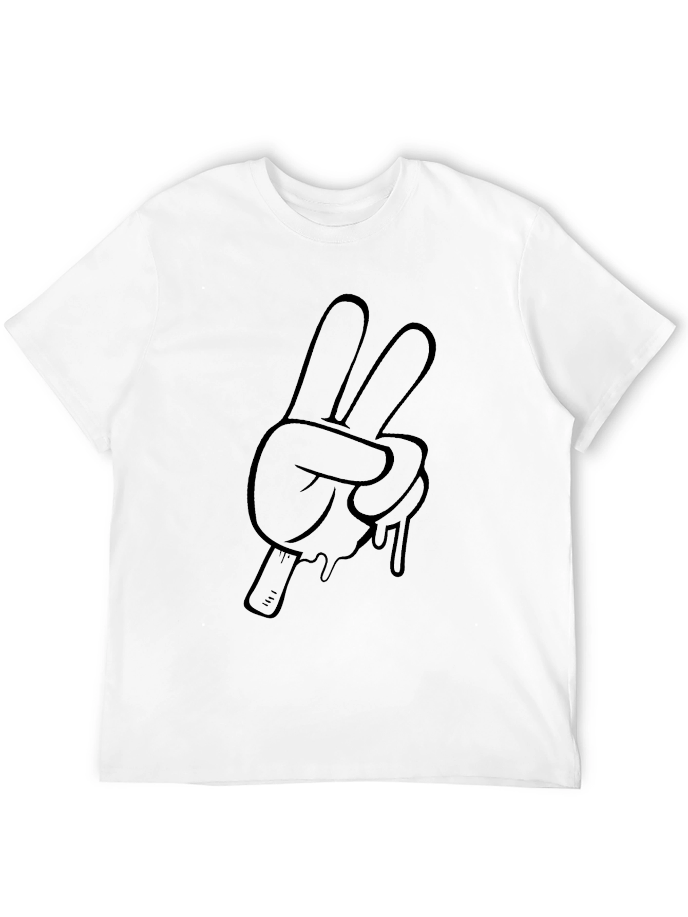 Camiseta Negra con Diseño de Mano haciendo la Paz