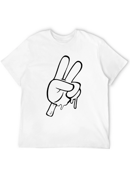 Camiseta Negra con Diseño de Mano haciendo la Paz