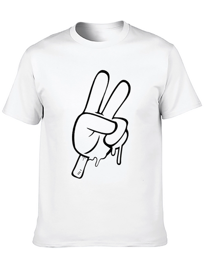 Camiseta Negra con Diseño de Mano haciendo la Paz