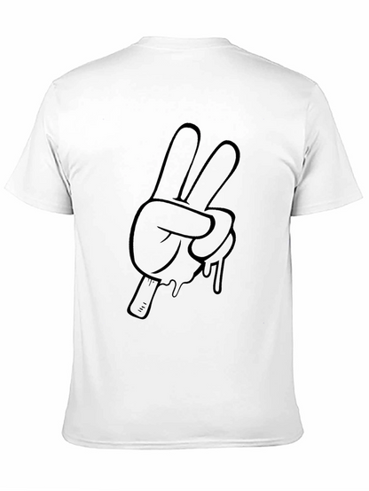 Camiseta Negra con Diseño de Mano haciendo la Paz