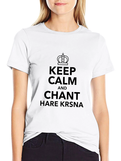 Camiseta Negra: Keep Calm and Chant Hare Krsna