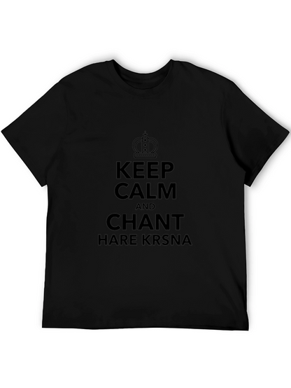 Camiseta Negra: Keep Calm and Chant Hare Krsna