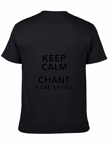 Camiseta Negra: Keep Calm and Chant Hare Krsna
