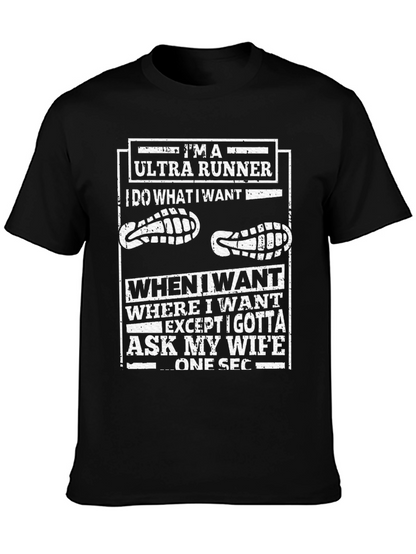 Camiseta Negra Ultra Runner Le Pregunto a Mi Esposa