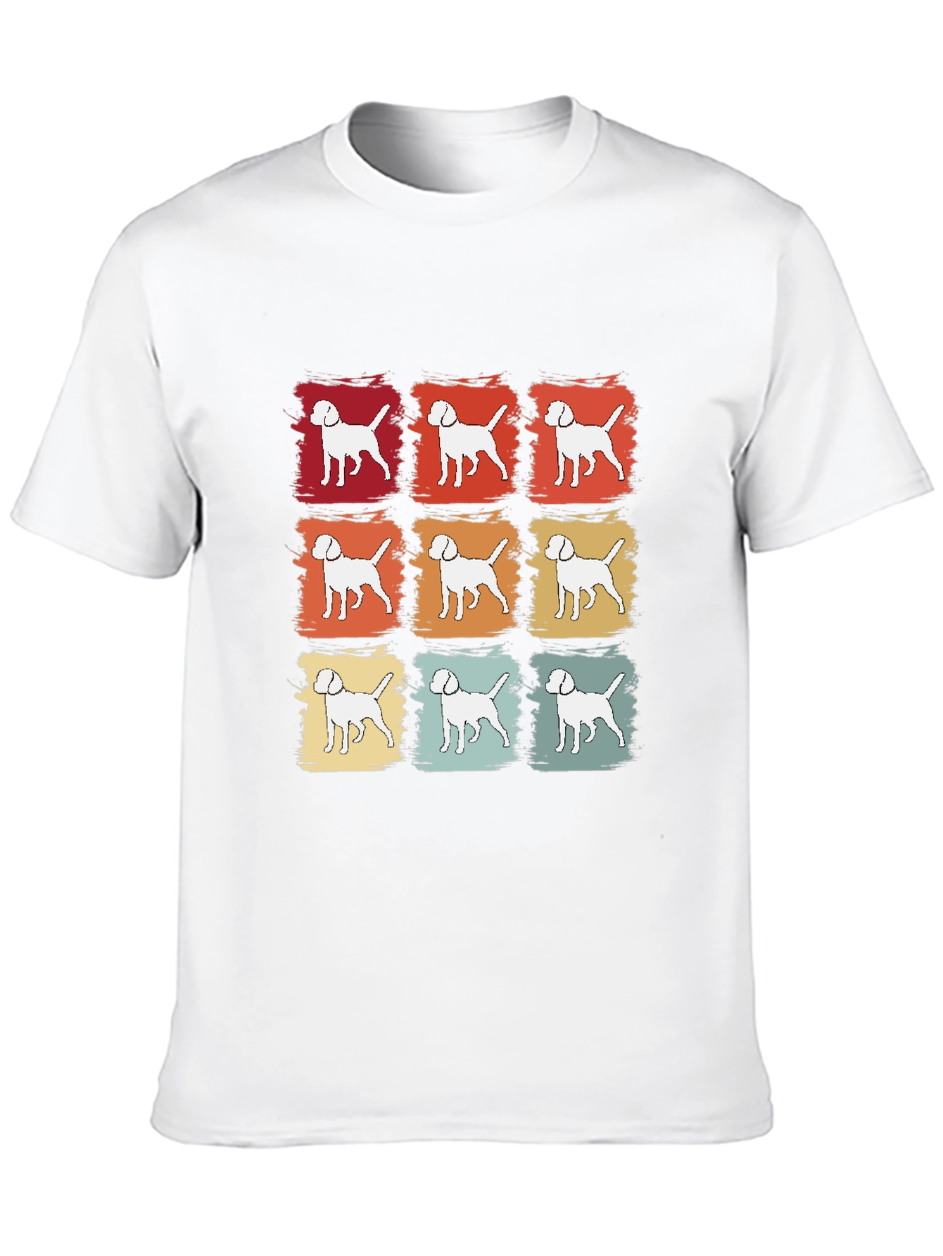 Camiseta Negra con Estampado de Perros Retro