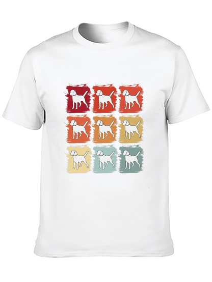 Camiseta Negra con Estampado de Perros Retro