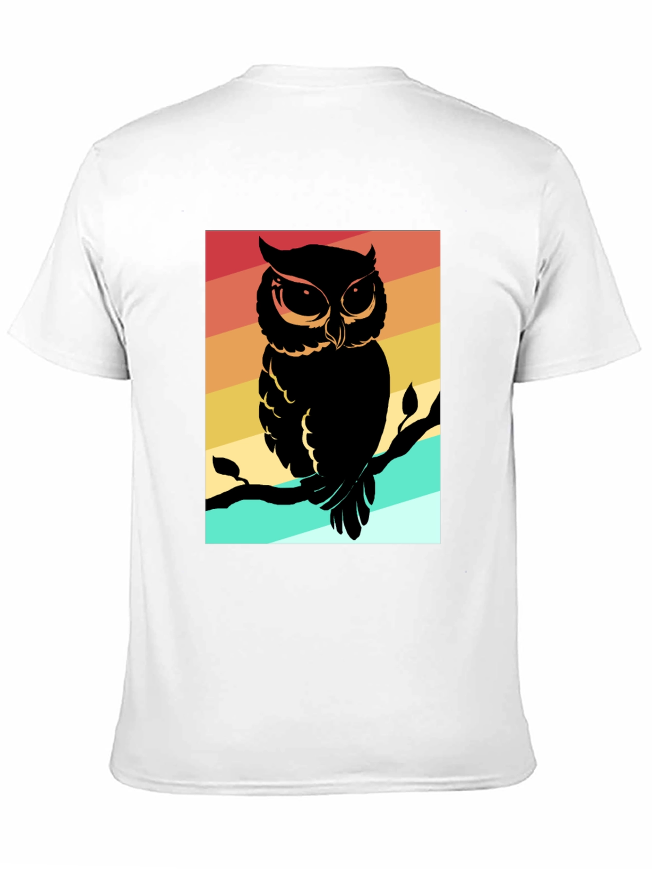 Camiseta Negra con Estampado de Búho Retro