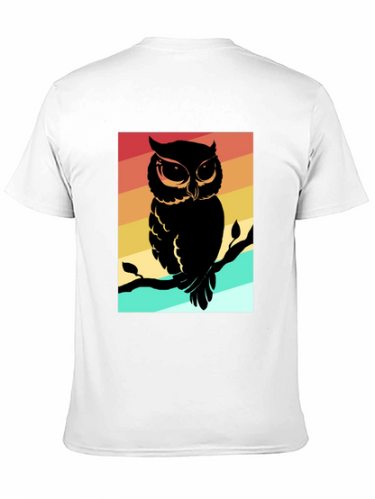 Camiseta Negra con Estampado de Búho Retro