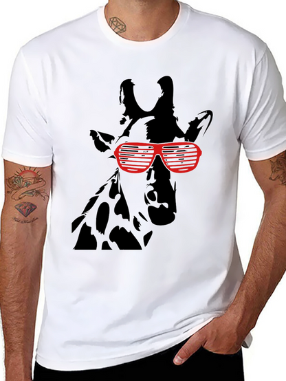 Camiseta Negra con Jirafa y Gafas de Sol