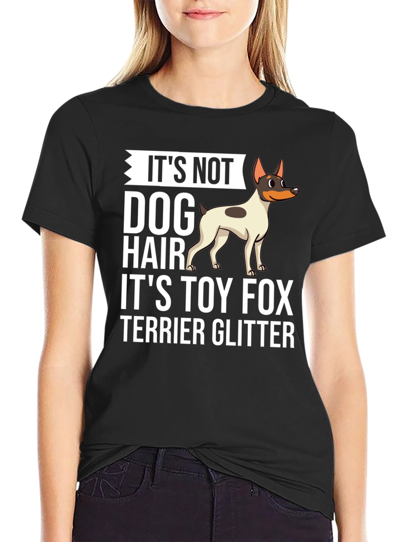 Camiseta Negra Toy Fox Terrier Glitter