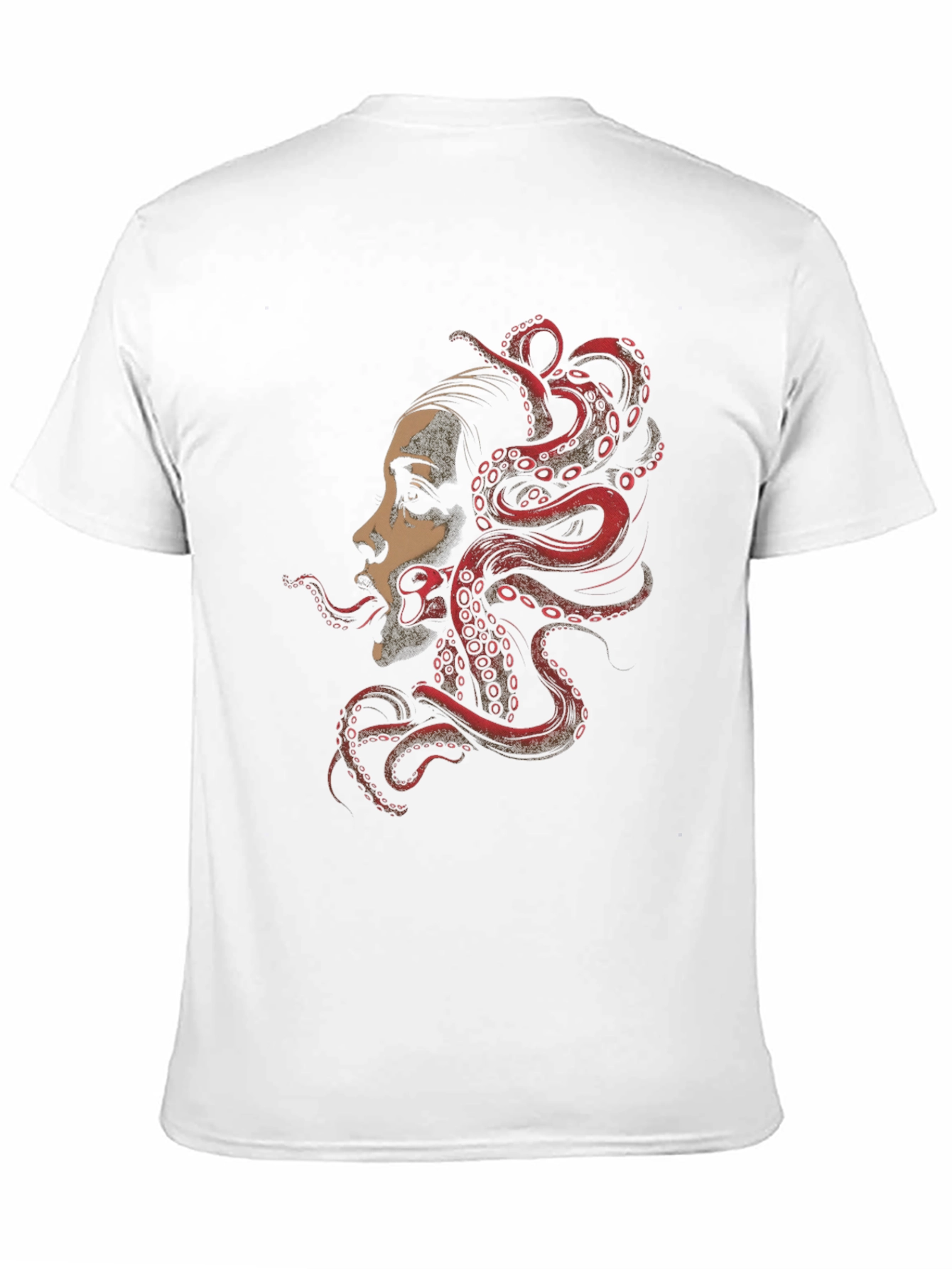 Camiseta Negra con Diseño de Pulpo y Rostro