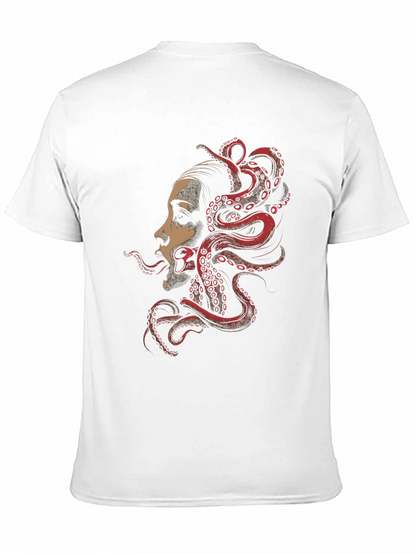 Camiseta Negra con Diseño de Pulpo y Rostro